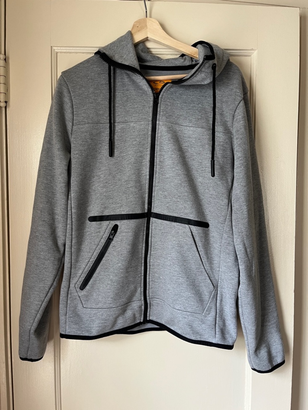 Champion Gray Fleece Zip Hoodie with Black Trim